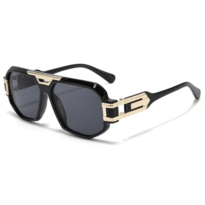 Statement Quadratrahmen Sonnenbrille mit dekorativen goldenen Akzenten Karnz