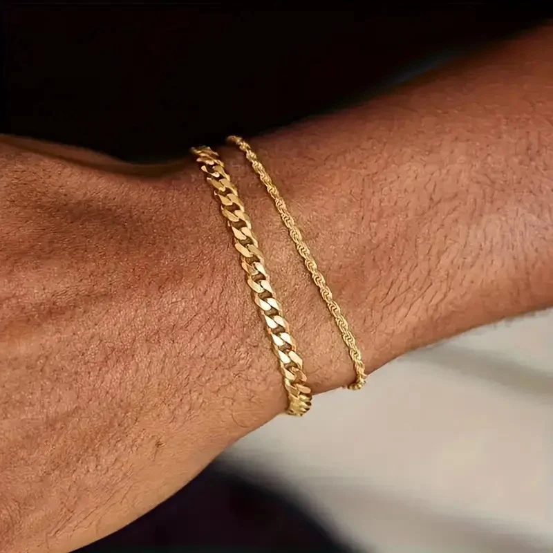 Schichtet Goldkette Armband Set Karnz