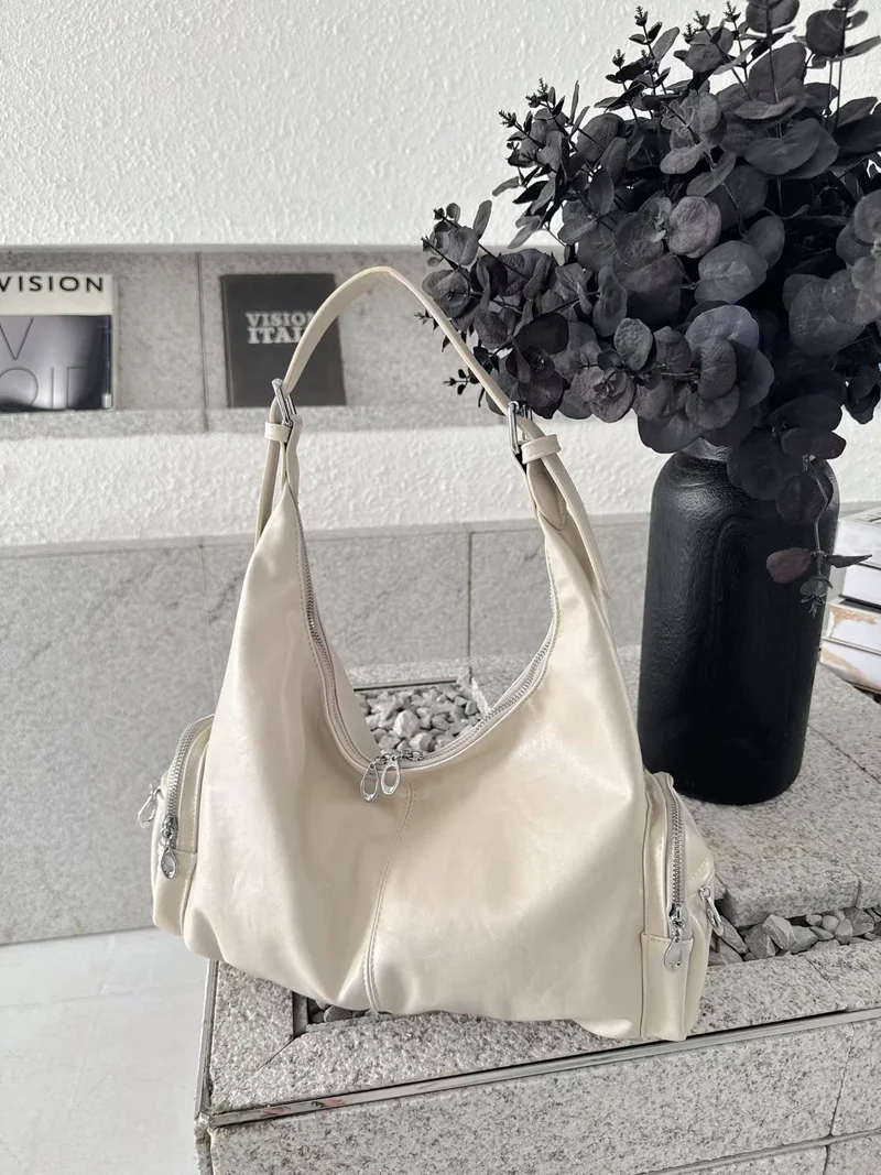 Schlanke Leder Hobo Tote Bag