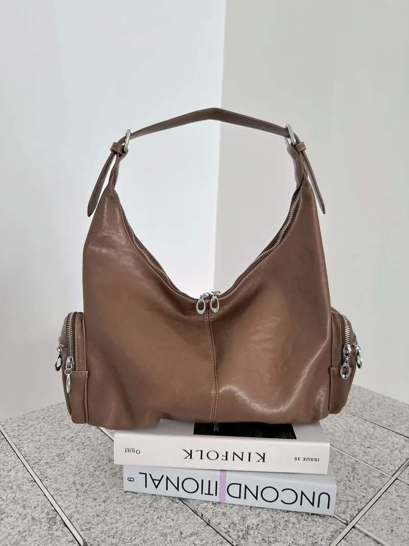 Schlanke Leder Hobo Tote Bag