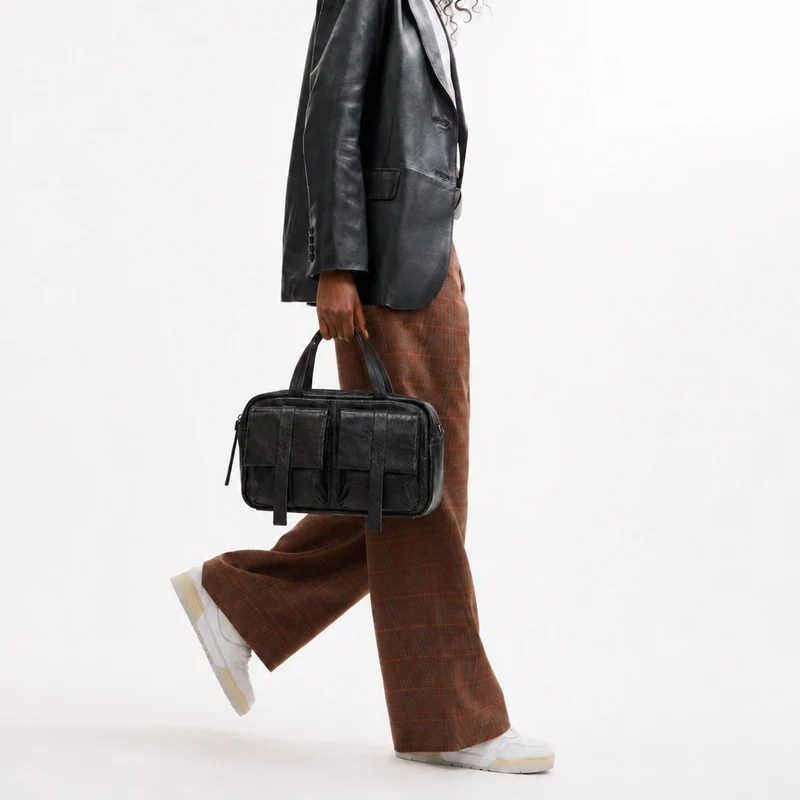 Multi-Taschen-Faux-Leder-Laptoptasche