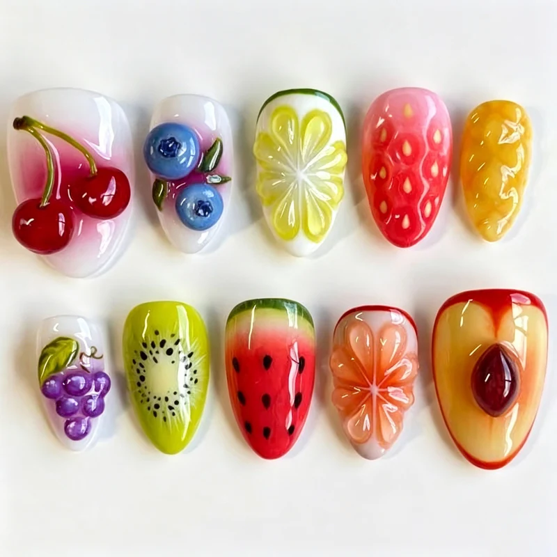Frucht-Themen Press-On Nagelkunst Set Karnz