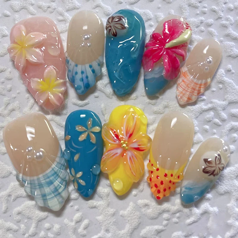 Blumenmotiv Druck-Nagelset Karnz