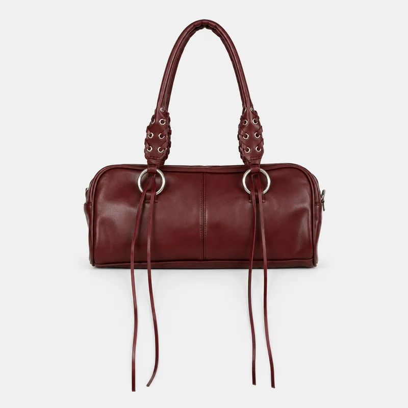 Luxuriöse Lederhandtasche mit geflochtenen Trägern