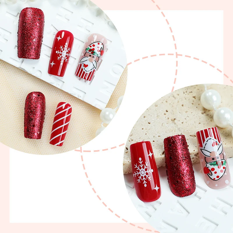 Festliches Santa-Themen Press-On Nagelkunst Set Karnz