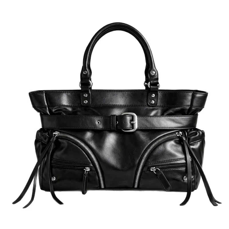 Strukturierte Leder-Handtasche