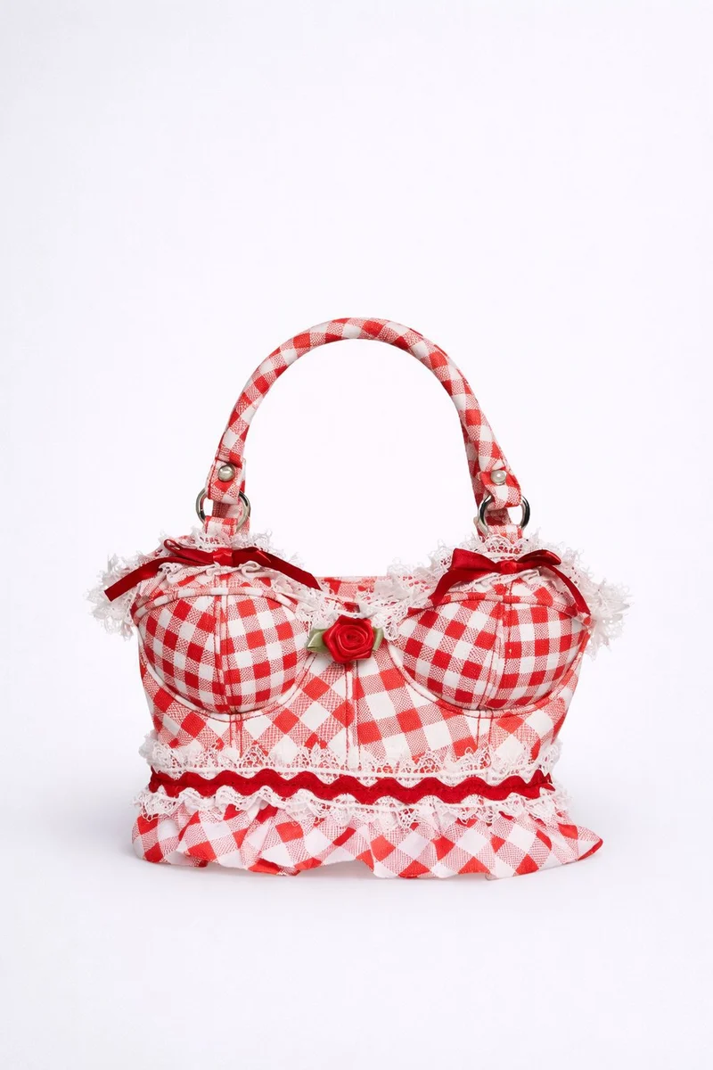 Verspielt Gingham Druck Handtasche