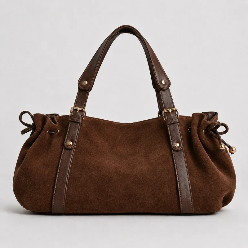 Strukturierte Wildleder-Handtasche