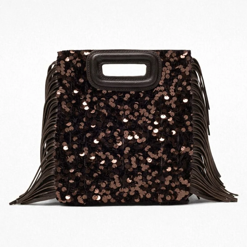 Fransierter Pailletten Clutch