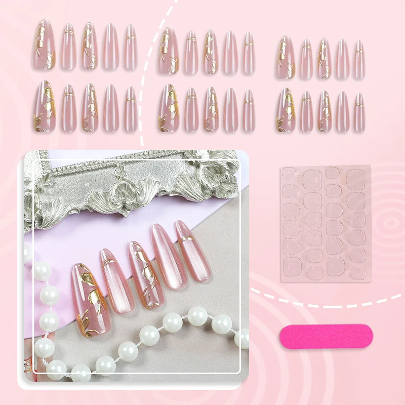 Elegante Glitter-getauchte Press-On Nagelkunst Set Karnz