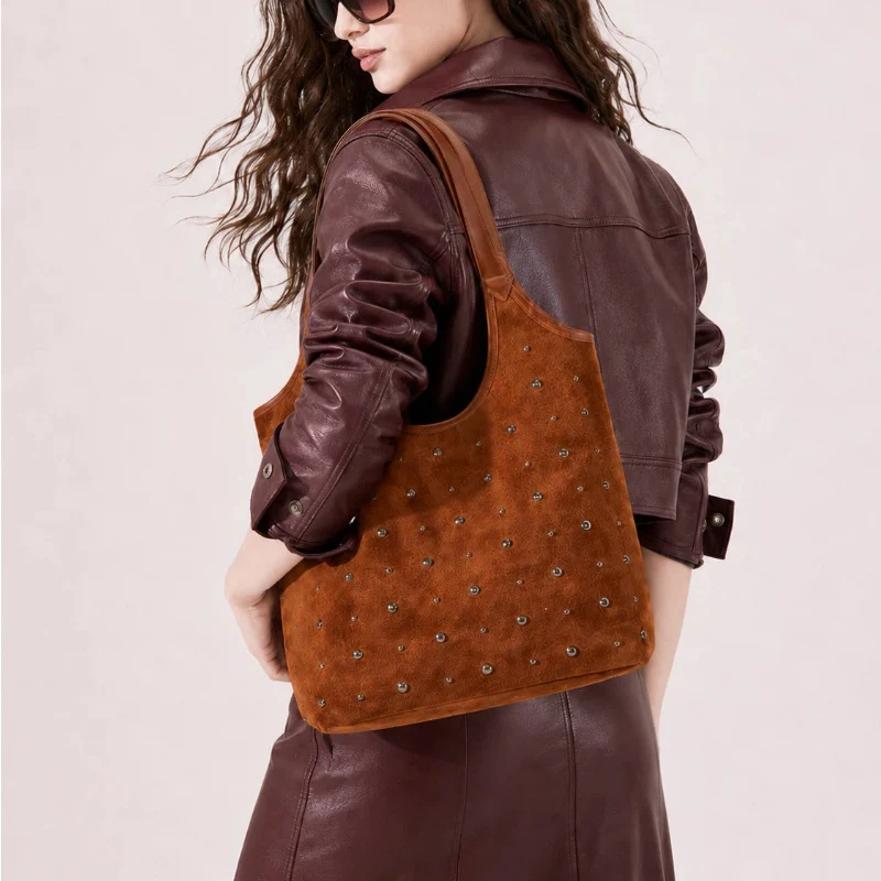 Elegante Wildleder Schultertasche