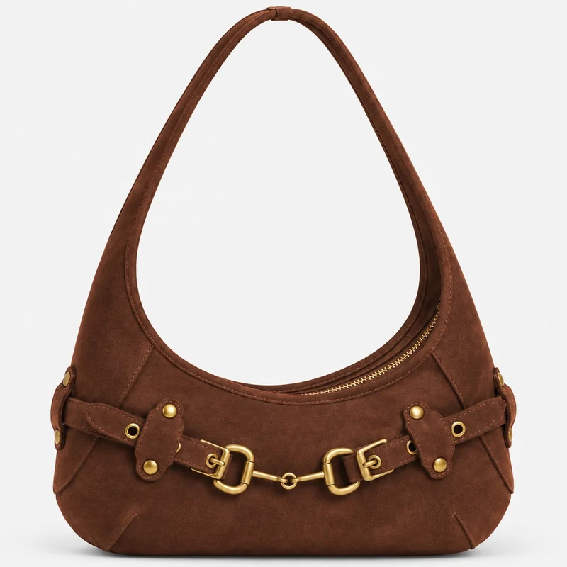 Elegante Wildleder Hobo Tasche