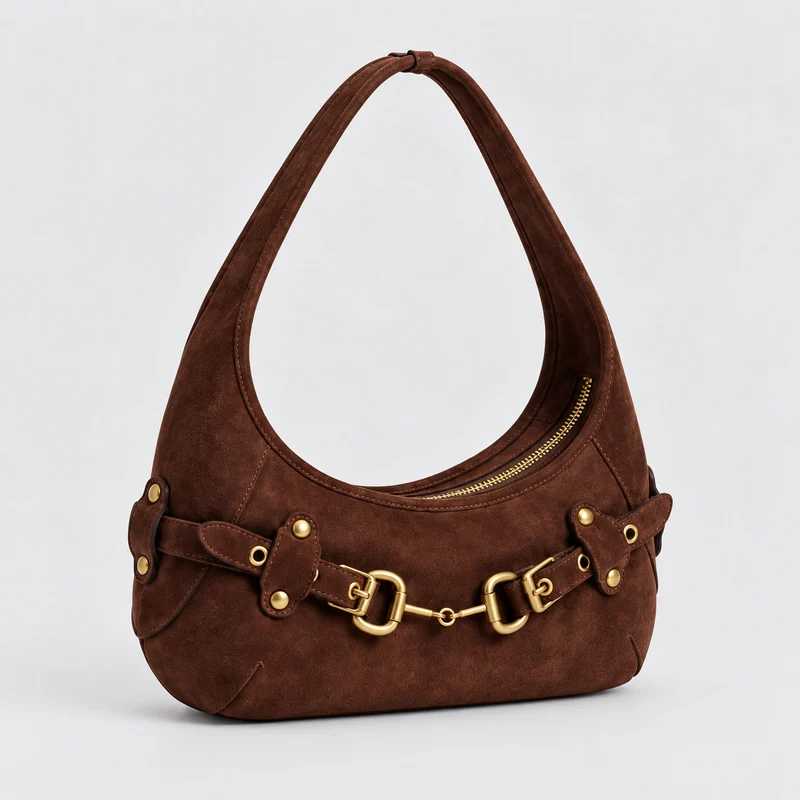 Elegante Wildleder Hobo Tasche