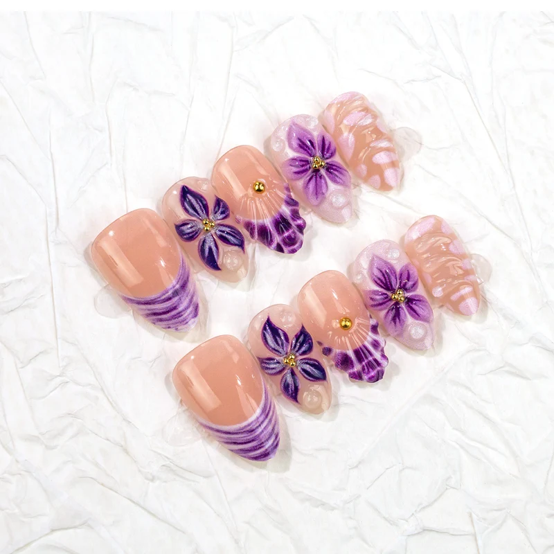 Floral Design Press-On Nagel Kunst Set Karnz