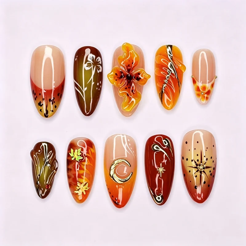 Künstlerisches Nagelkunst-Set mit herbstinspirierten Designs Karnz