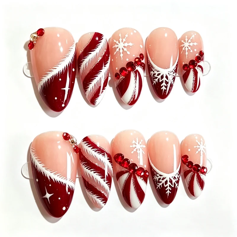 Festliche Feiertags-Themen Press-On Nagelkunst Karnz