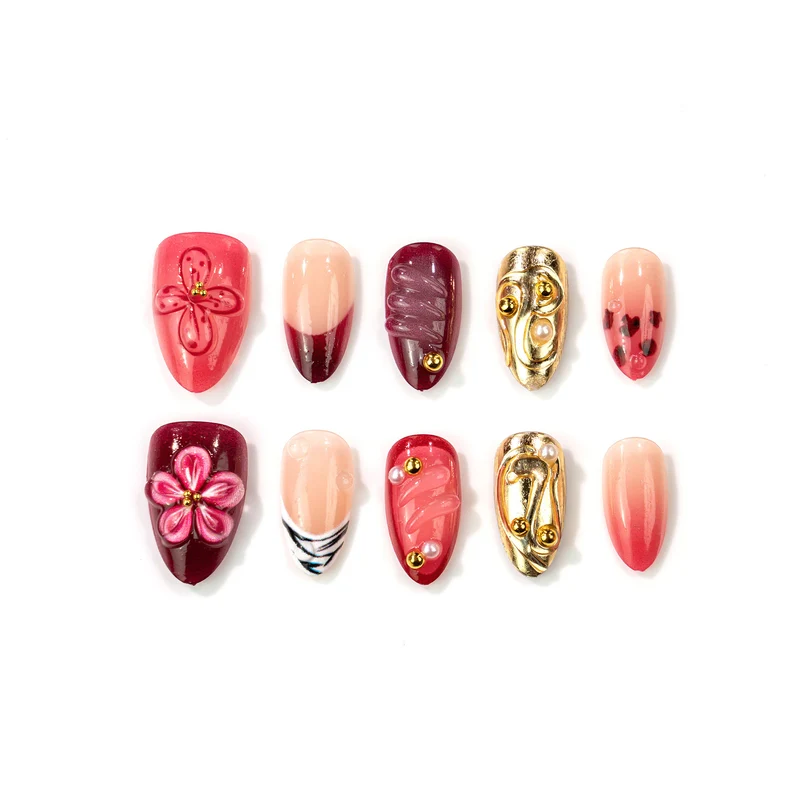Dekoratives florales Press-On Nagelkunst Set Karnz 1790636707