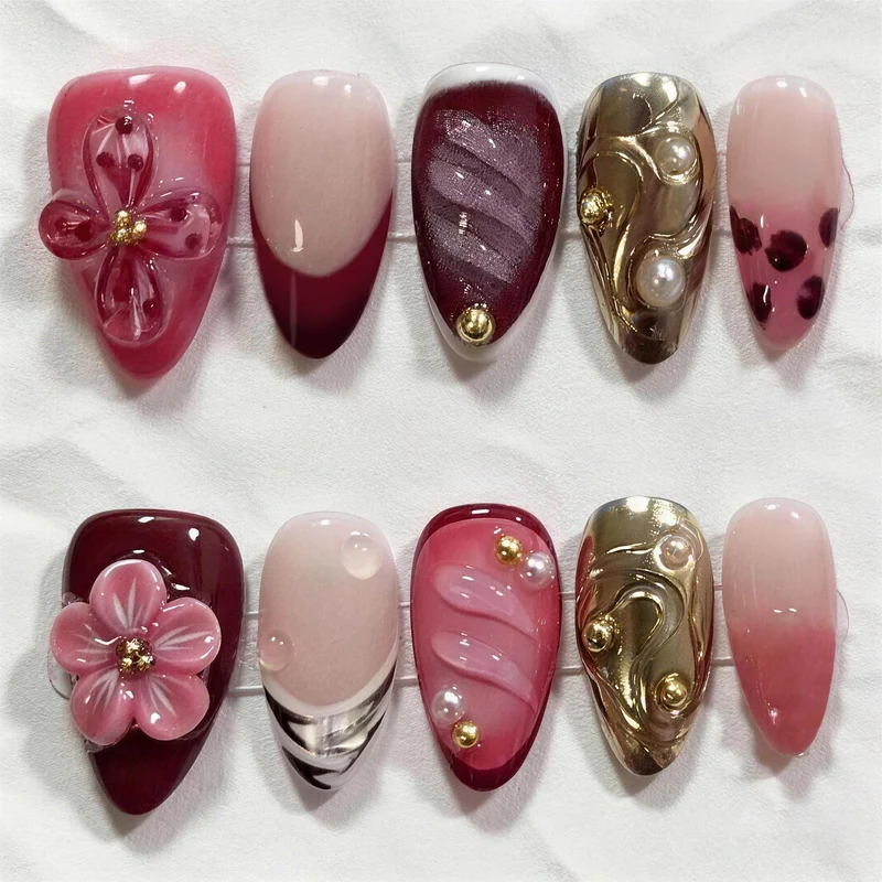 Dekoratives florales Press-On Nagelkunst Set Karnz 1790636707