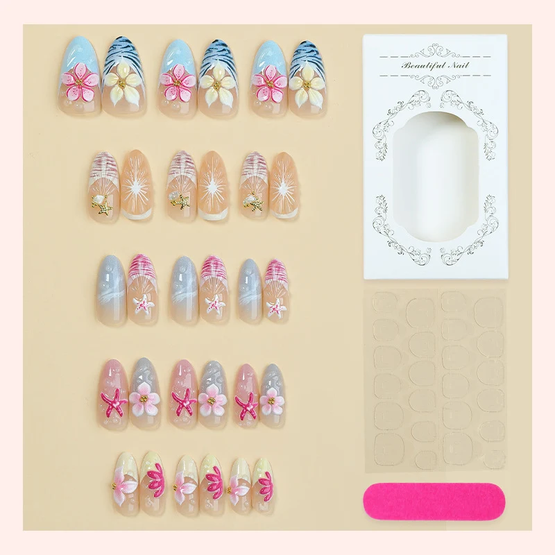 Floral Charm Press-On Nagelkunst Set Karnz