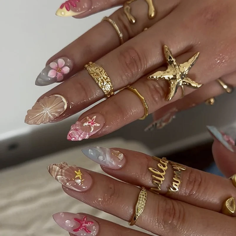 Floral Charm Press-On Nagelkunst Set Karnz