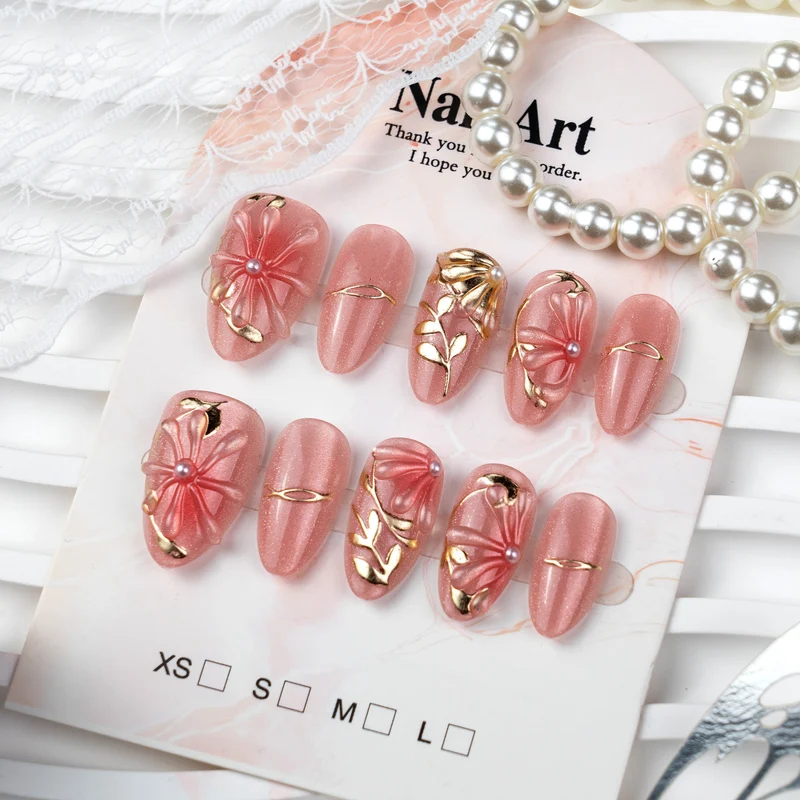 Elegantes florales Design Press-On-Nagelset Karnz