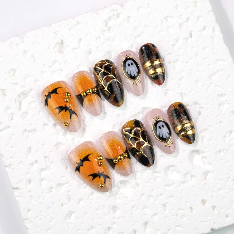Festliches Halloween-Thema Press-On Nagel Kunst Set Karnz