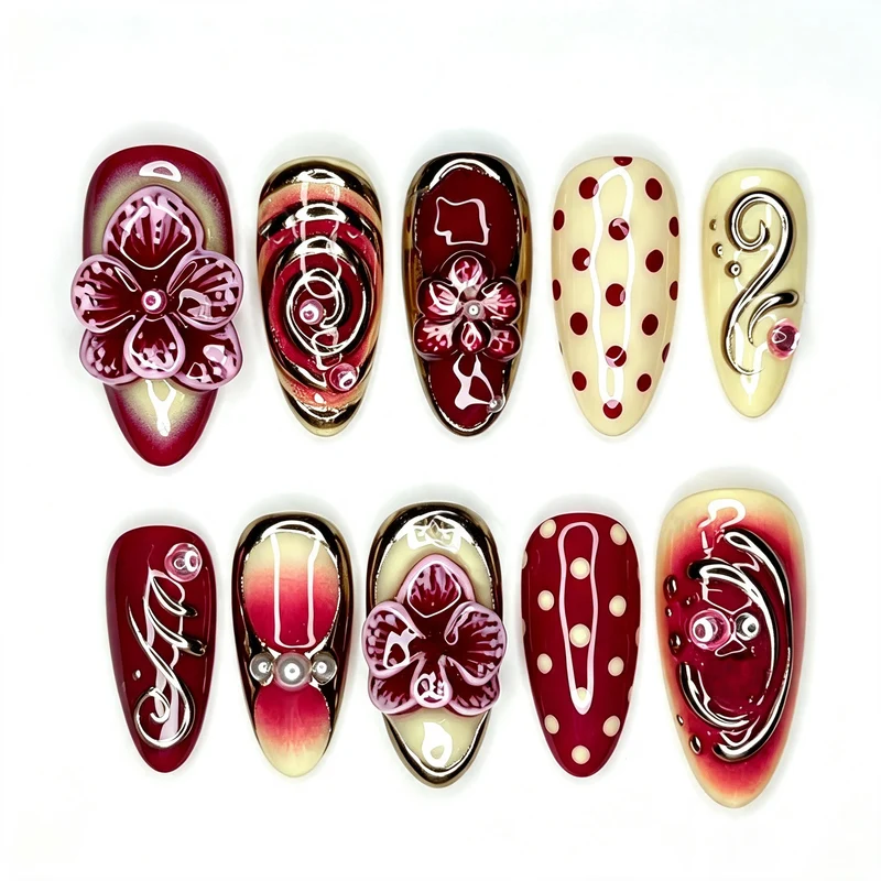Dekorative florale 3D Druck-Nagelkunst Karnz
