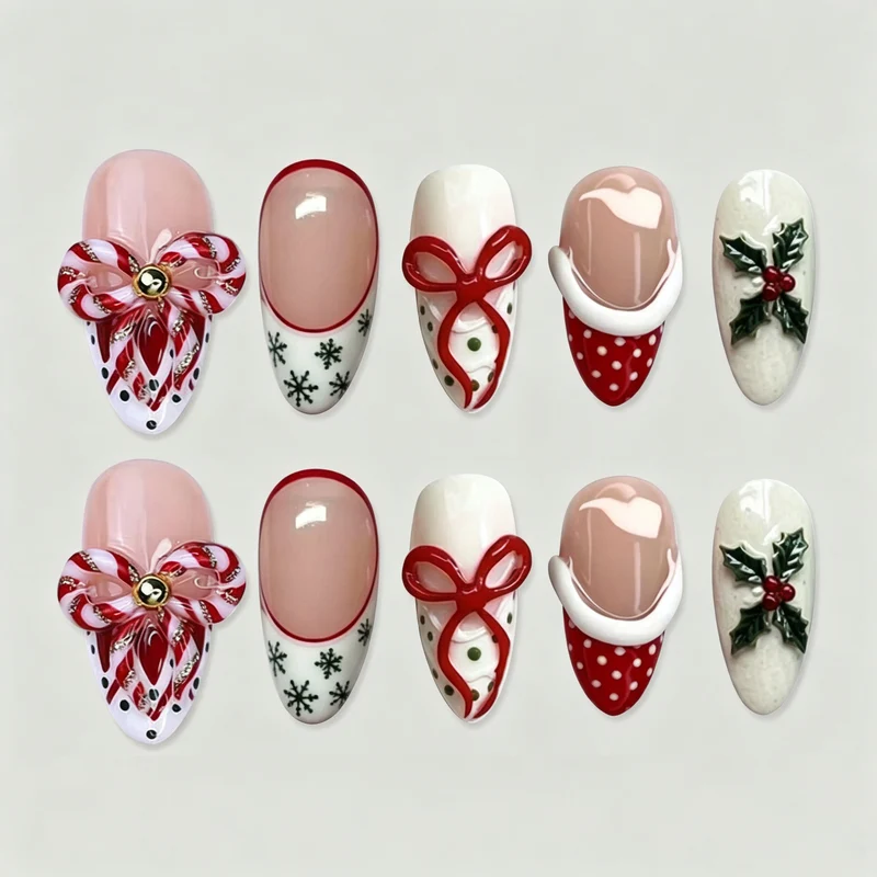 Dekoratives Weihnachts-Themen Press-On Nagelkunst Set Karnz