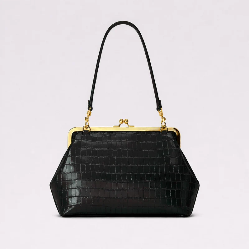 Elegante glänzende Krokodil-Effekt-Handtasche