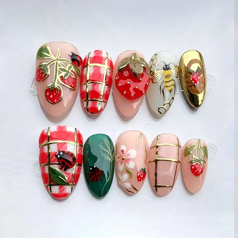 Blumiges und Fruchtiges Press-On Nagelkunst Set Karnz