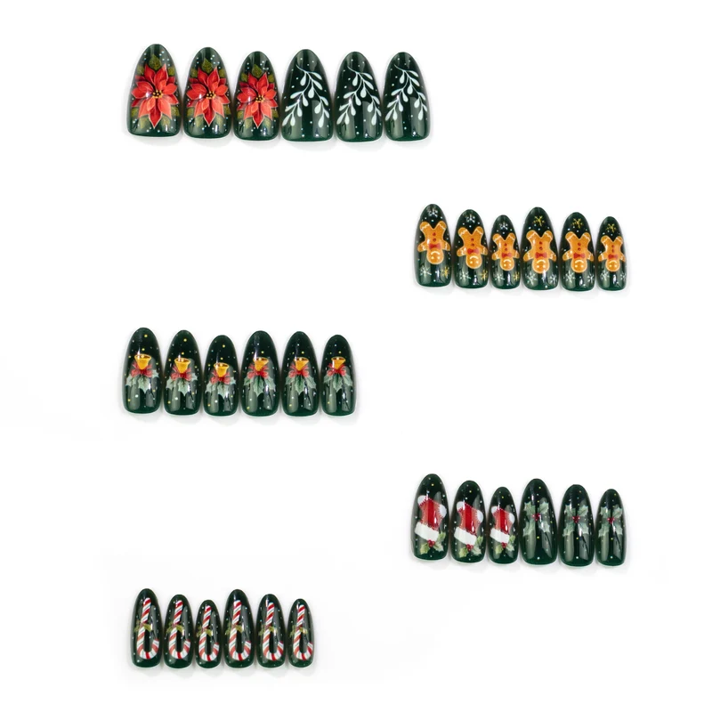 Festliches Weihnachts-Themen Press-On Nagelkunst Set Karnz