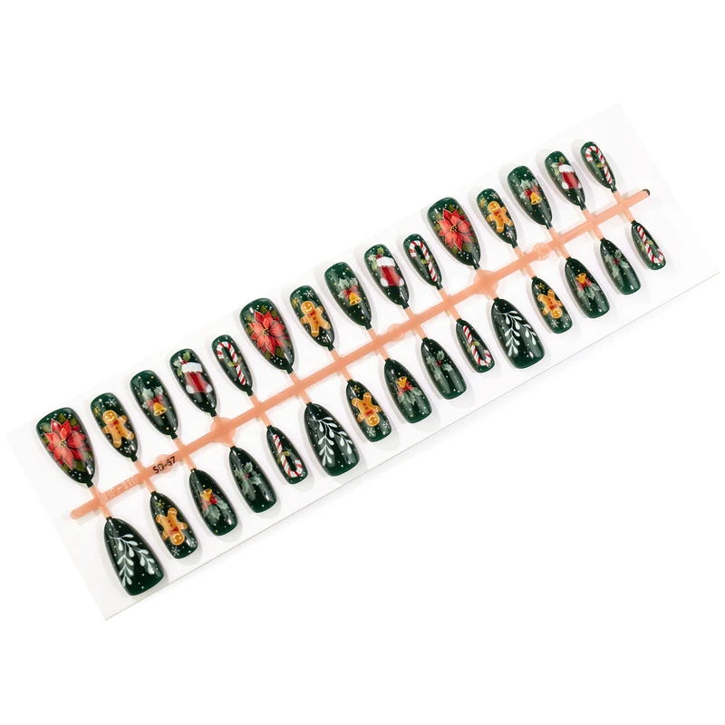 Festliches Weihnachts-Themen Press-On Nagelkunst Set Karnz