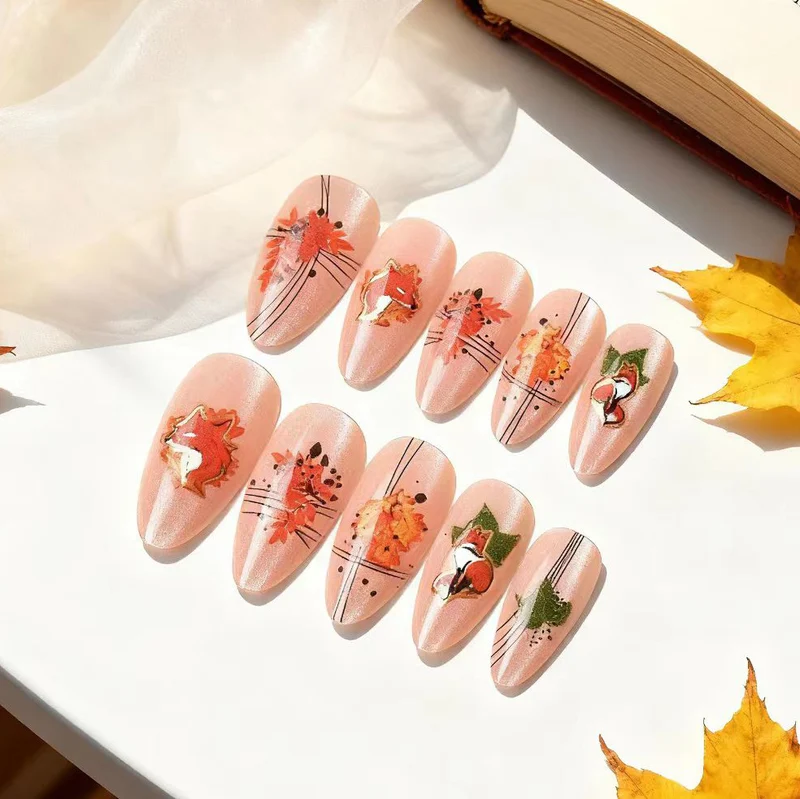 Herbst-Themen Press-On Nagelkunst Set Karnz