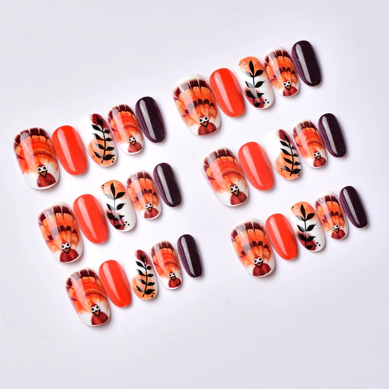Herbst-Themen Dekorative Press-On Nagelkunst Set Karnz