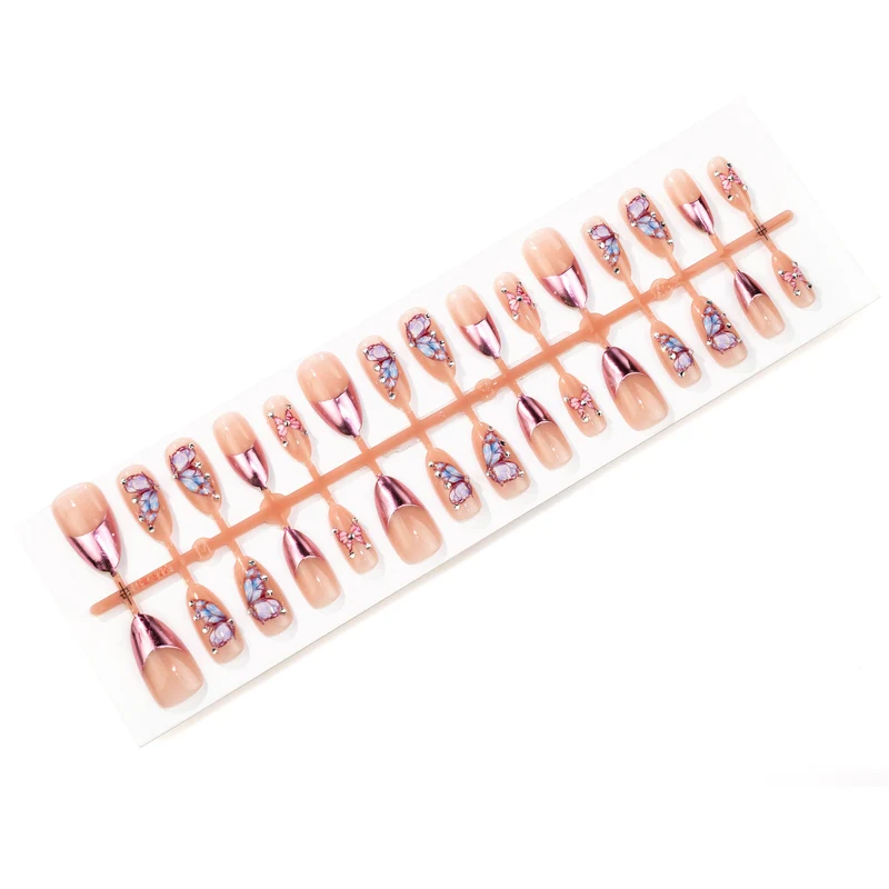 Dekoratives Schmetterling Press-On Nagelkunst Set Karnz