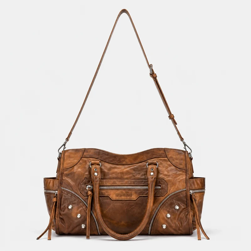 Multi-Pocket Vintage Leder Tasche