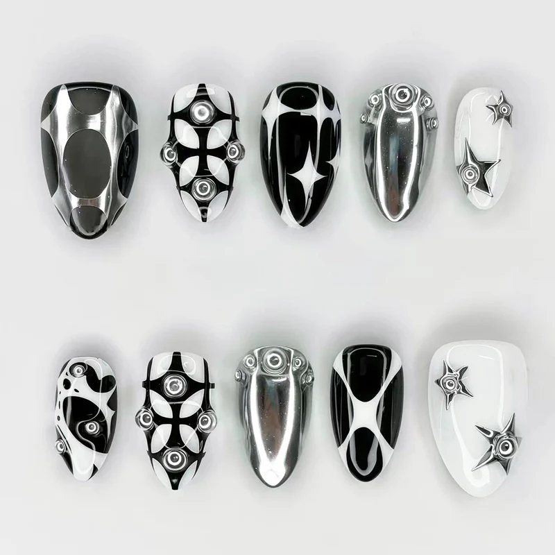 Künstlerisches Grafik Press-On Nagelkunst Set Karnz