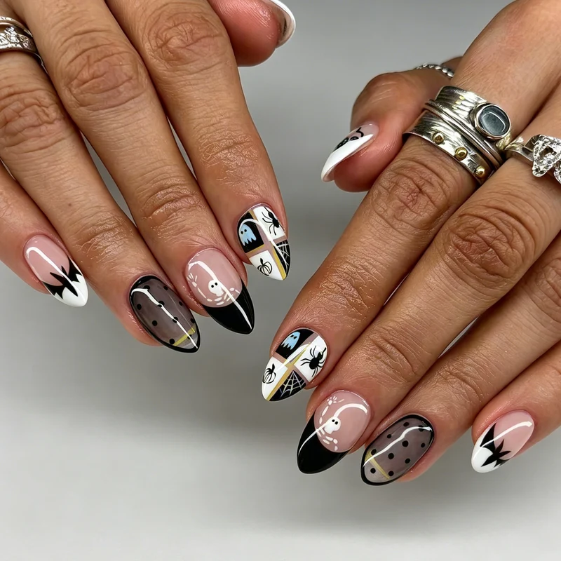 Künstlerisches von der Gotik inspiriertes Press-On-Nagelkunst-Set Karnz