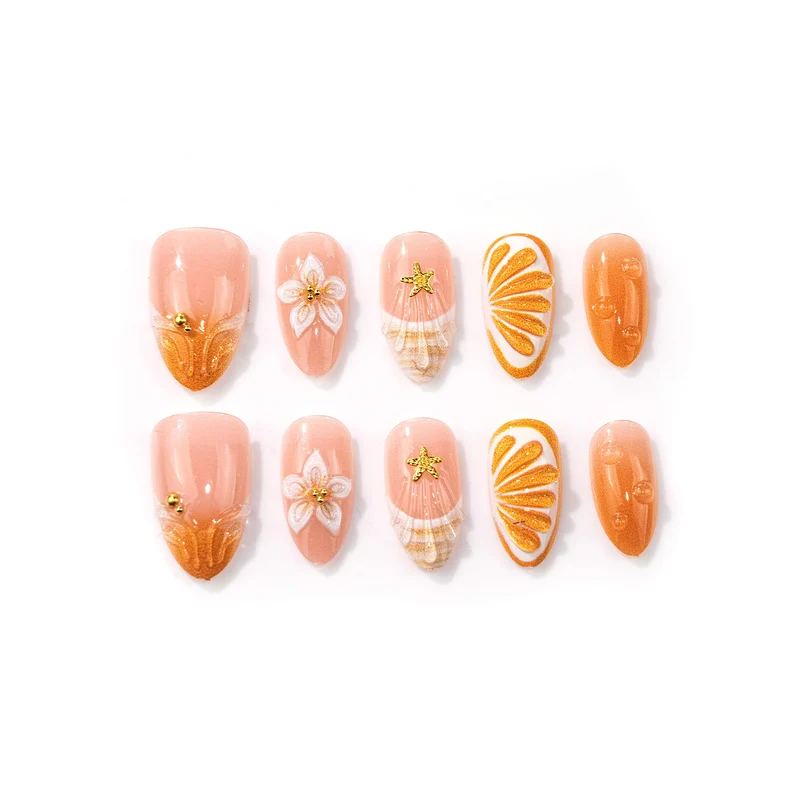 Künstlerisches vom Meer inspiriertes Press-On Nageldesign Set Karnz