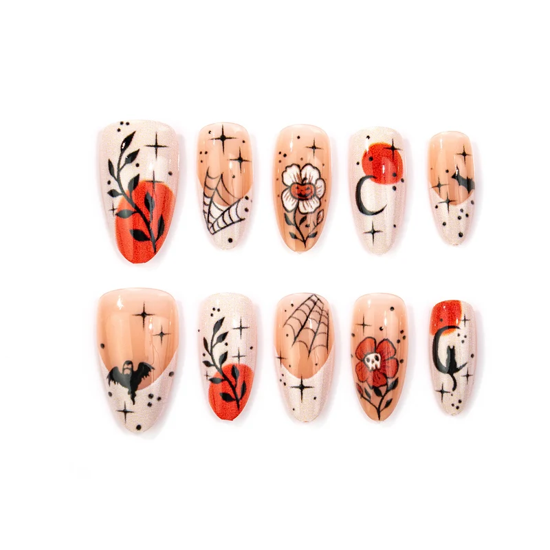 Künstlerisches Gothic Blumendruck-Nagelkunstset Karnz