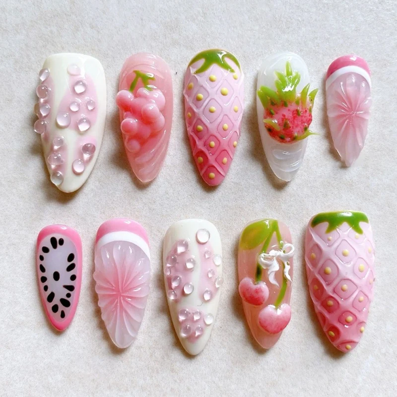 Künstlerisches Obst-Themen Press-On Nagelkunst Set Karnz