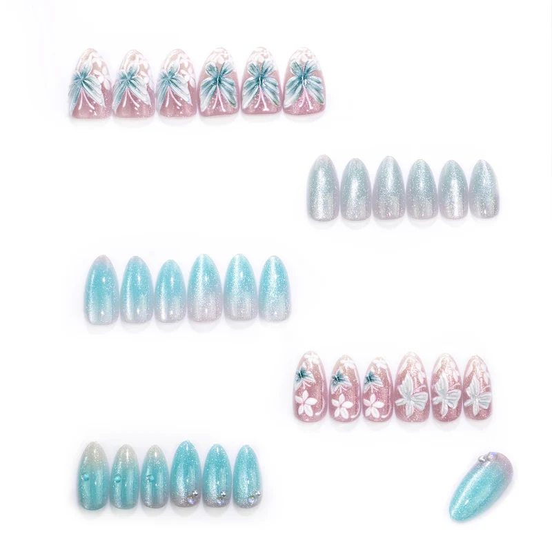Butterfly Floral Press-On Nagelkunstset Karnz