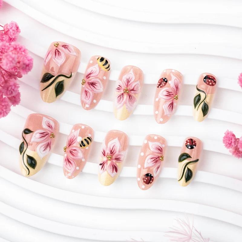 Künstlerisches Floral Press-On Nagelset Karnz 1790636612