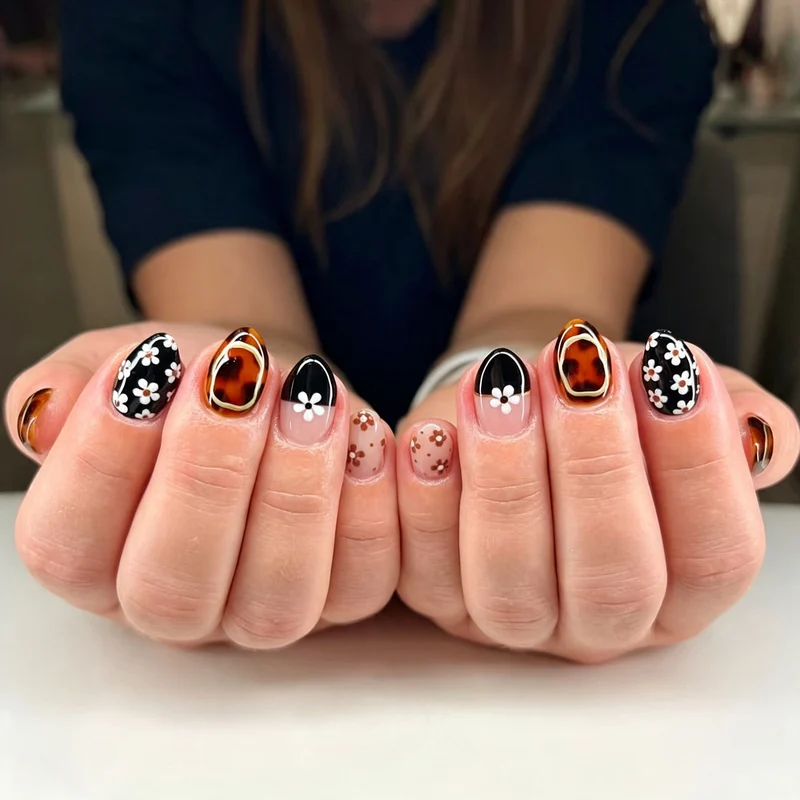 Künstlerisches Press-On Nail Art Set mit floralen Designs Karnz
