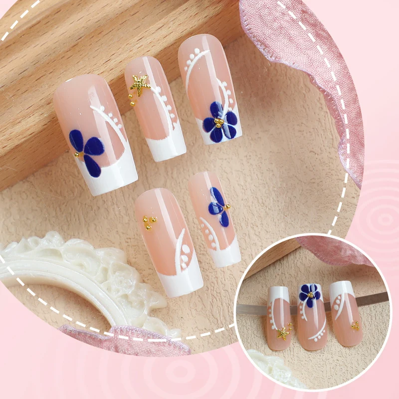 Künstlerische Floral Press-On Nagelkunst Karnz