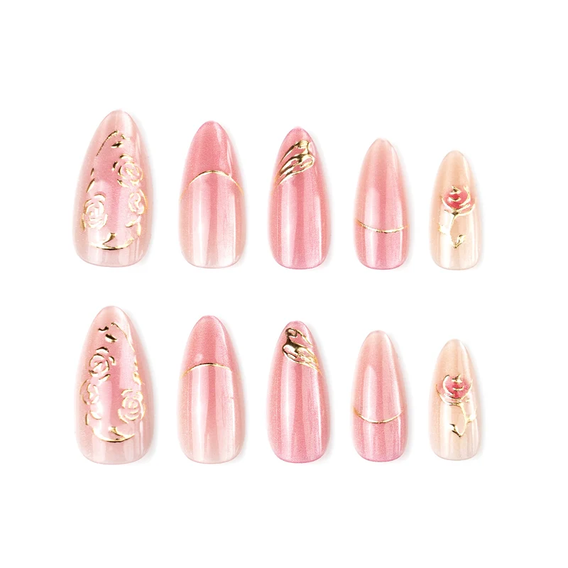 Künstlerisches, blumeninspiriertes Press-On-Nagelkunstset Karnz