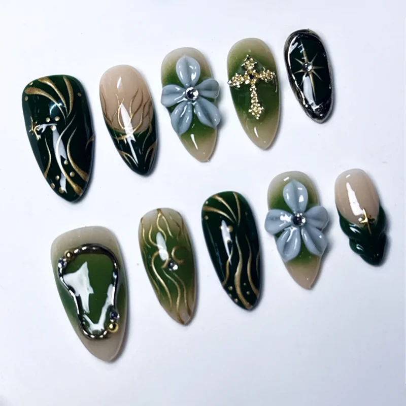 Künstlerisch Florale Inspiriert Press-On Nagel Kunst Karnz