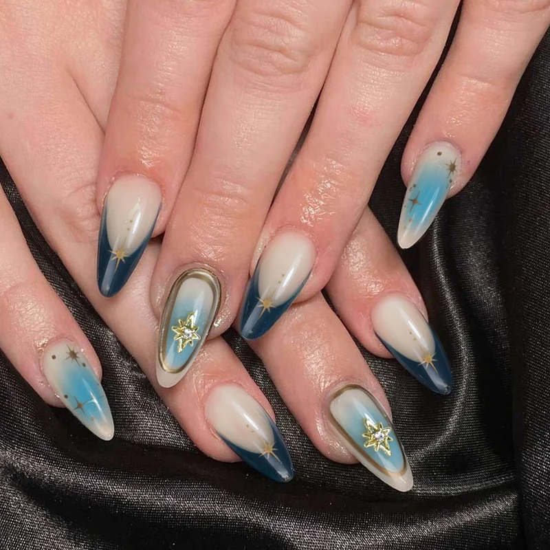 Künstlerische Ombre Press-On Nagelkunst Karnz