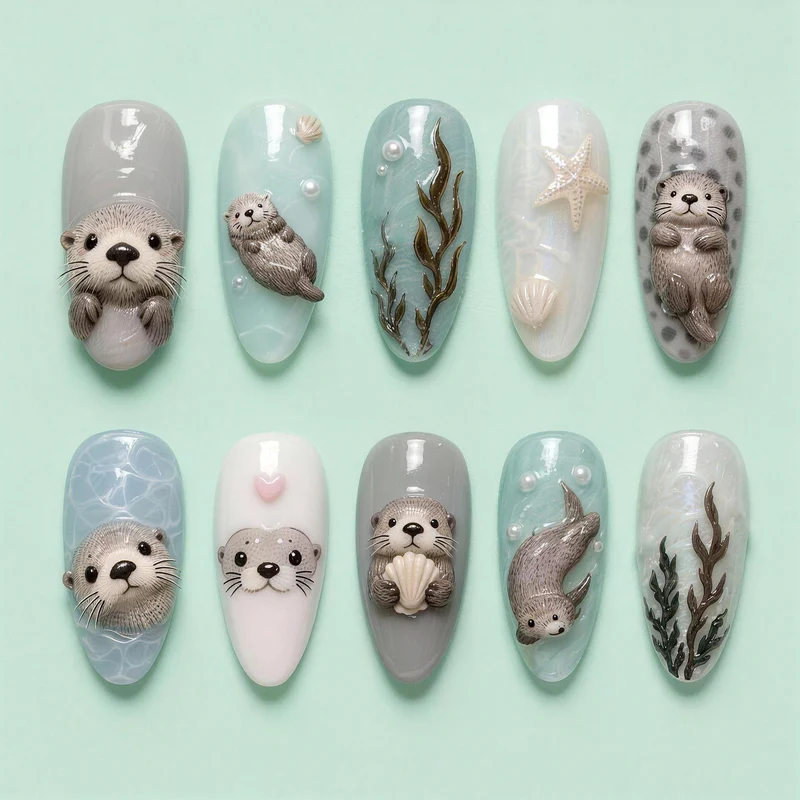 3D Tier-Themen Press-On Nagelkunst Set Karnz