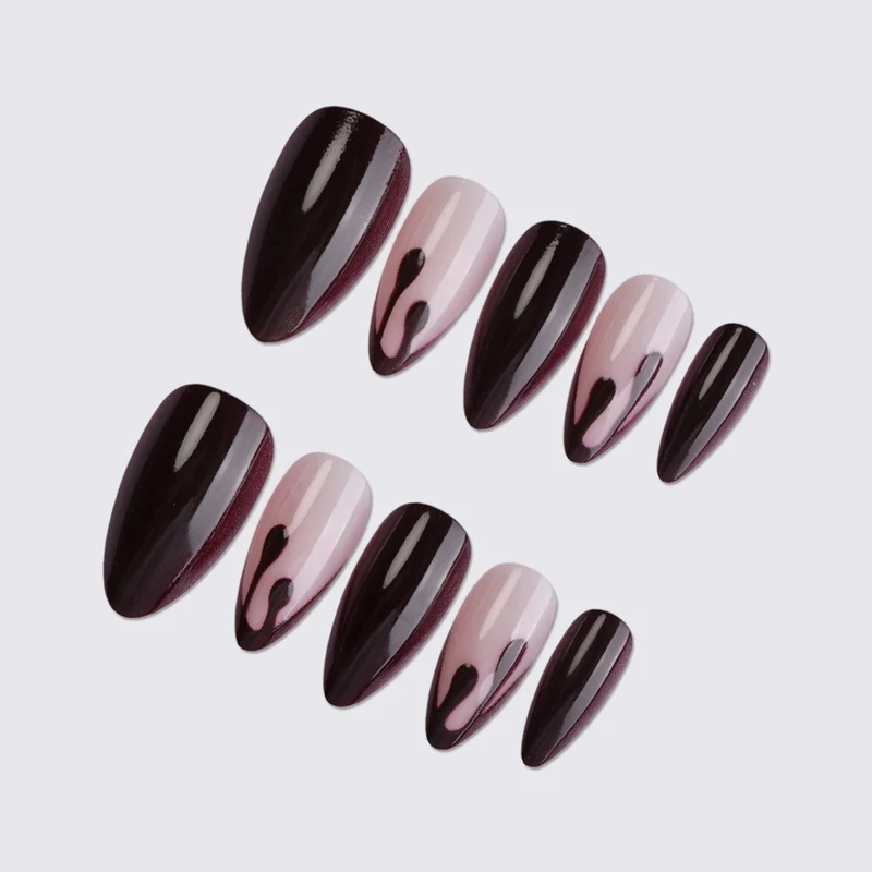 Kunstnagelset mit stilvollem Schwarz-Rosa Design Karnz
